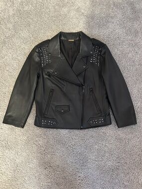 REBECCA MINKOFF Black Studded Moto Jacket